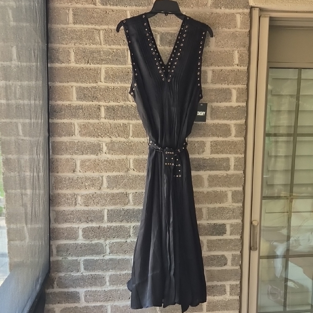 DKNY Black Maxi Dress with Metallic Accents